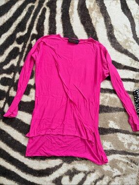 Candie's Hot Pink Long Sleeve High-Low Tunic Top